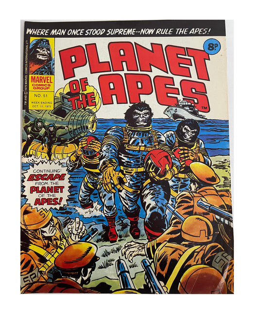 Vintage 1975 Marvels Comics - Planet Of The Apes Comic Issue No. 51 - October 11th 1975 - Former Shop Stock