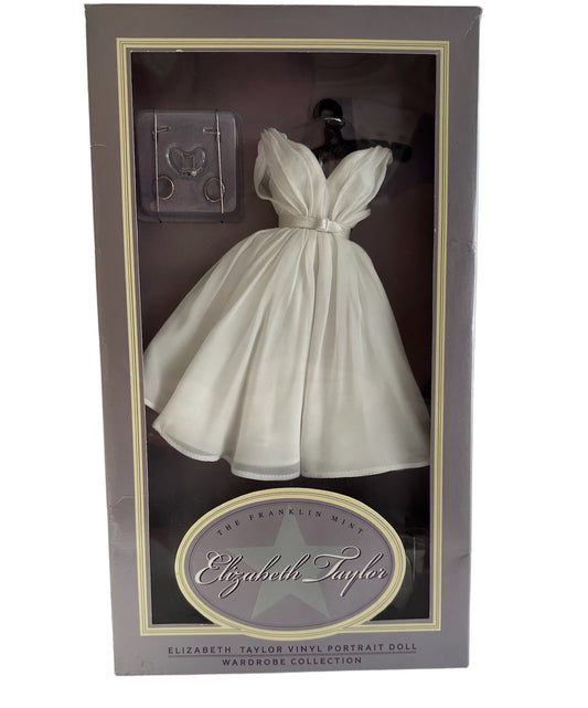 Vintage 2004 Franklin Elizabeth Mint Taylor Portrait Doll Wardrobe Collection White Dress With Shoes and Jewelry - Shop Stock Room Find