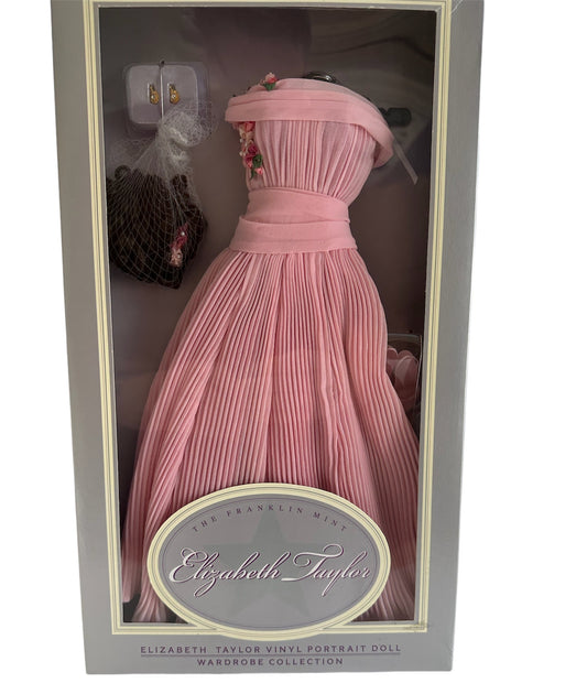 Vintage 2004 Franklin Elizabeth Mint Taylor Portrait Doll Wardrobe Collection Pink Dress With Hairpiece, Shoes and Earrings - Shop Stock Room Find