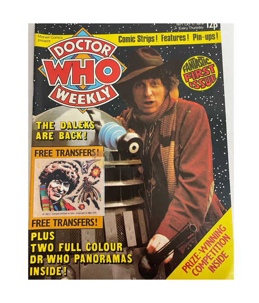 Vintage 1979 Doctor Who Weekly Comic Magazine Number 1 - The Fantastic First Issue - With The Free Transfers - Oct 17th 1979 - Former Shop Stock