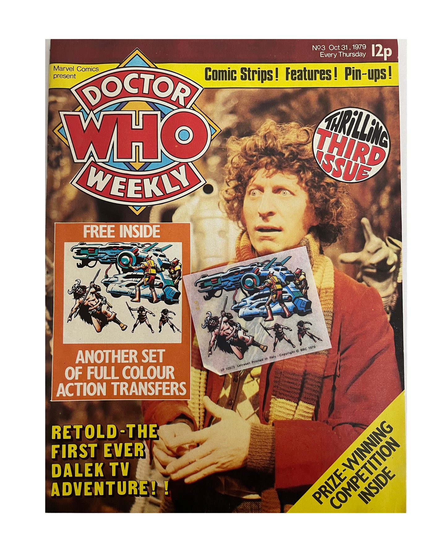 1979 Doctor Dr Who Weekly Comic Magazine Number 3 - Thrilling Third Issue - With The Free Transfers - Oct 31st 1979