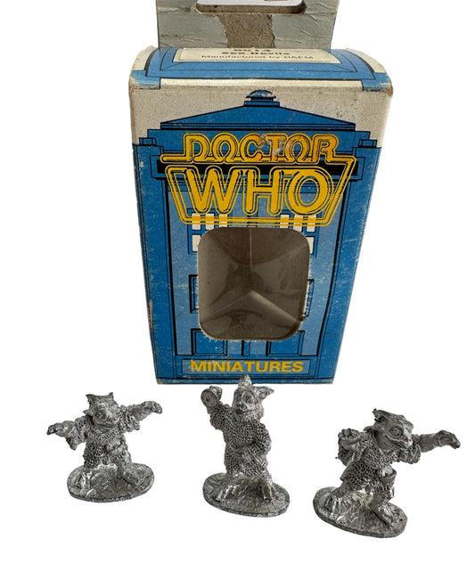 Vintage FASA Corp 1986 Doctor Dr Who Citadel Miniatures Metal Figures No. 9514 - The Sea Devils - Set Of 3 Figures - In The Original Box - Shop Stock Room Find