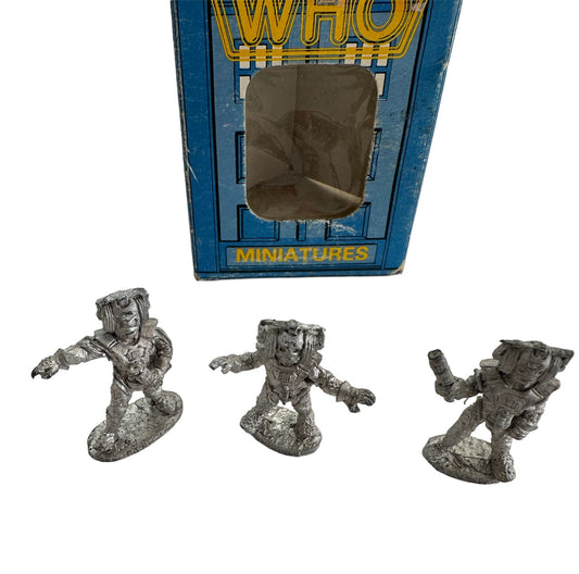 Vintage FASA Corp 1986 Doctor Dr Who Citadel Miniatures Metal Figures No. 9504 - Cyberman Set of 3 - In The Original Box - Shop Stock Room Find
