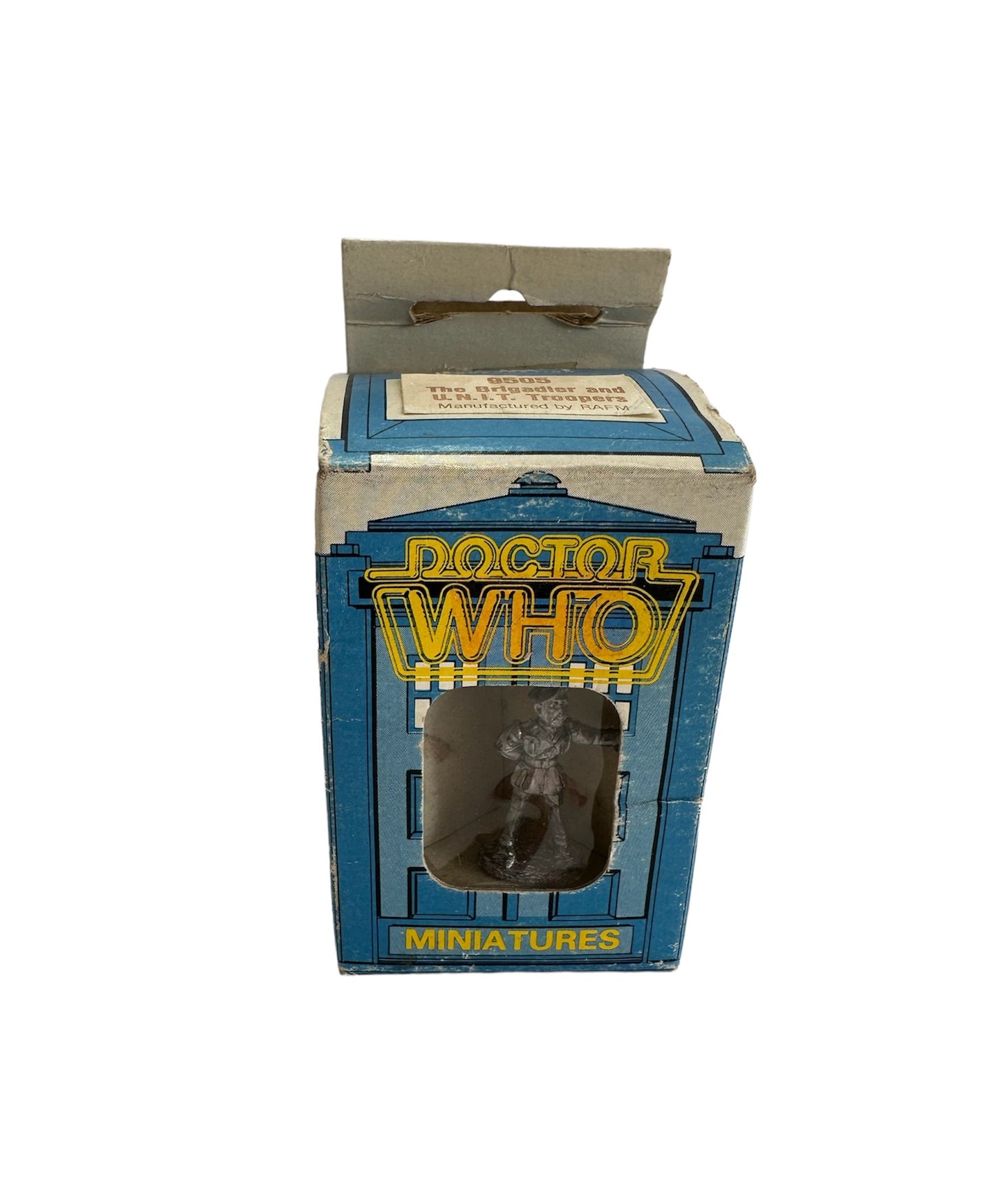 Vintage FASA Corp 1986 Doctor Dr Who Citadel Miniatures Metal Figures No. 9505 - The Brigadier And UNIT Troopers - Set Of 3 Figures - In The Original Box - Shop Stock Room Find