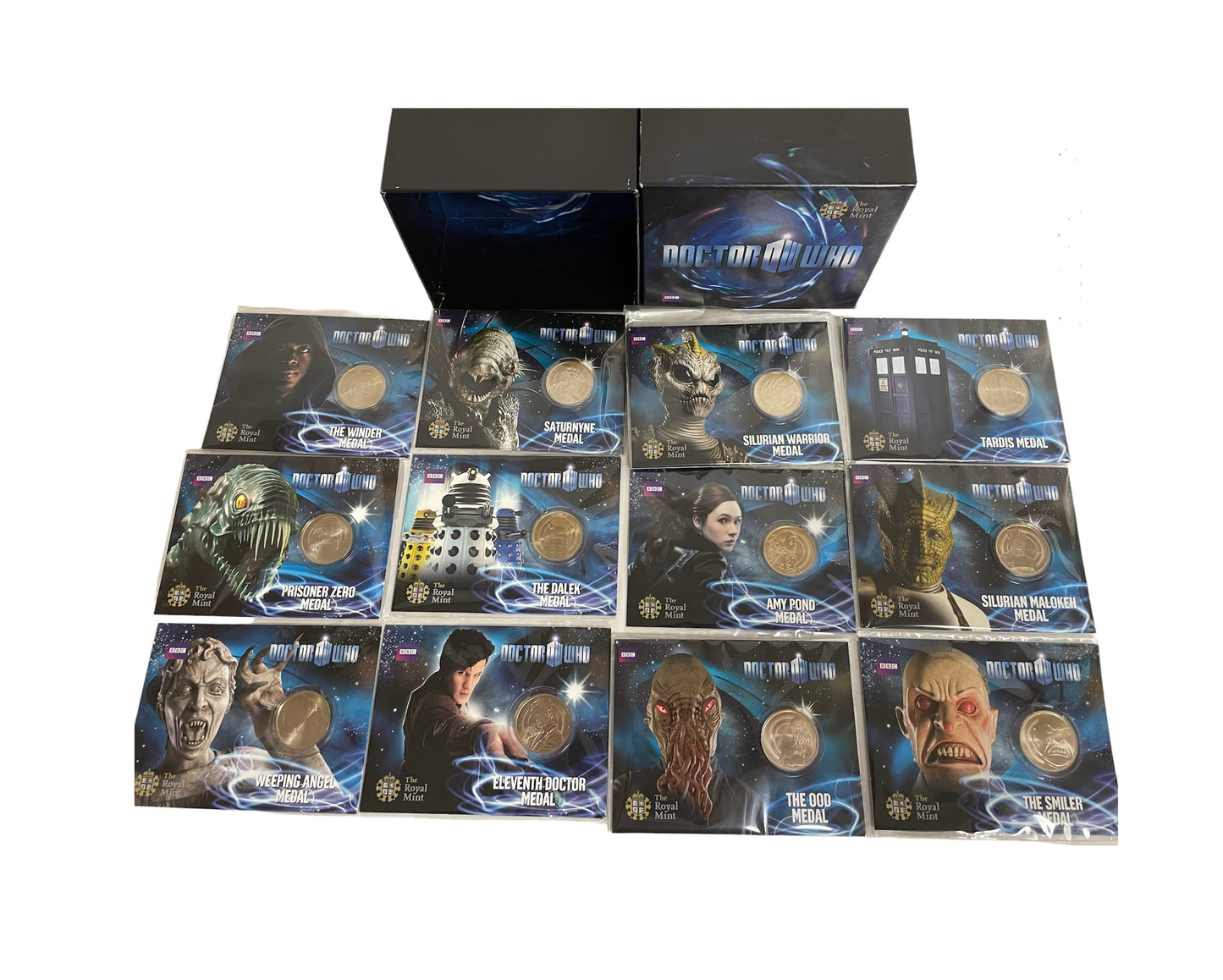 Vintage 2010 The Royal Mint Dr Who The Eleventh Doctor Collectable Series Exclusive 12 x Medals In Presentation Box - Ultra Ultra Rare