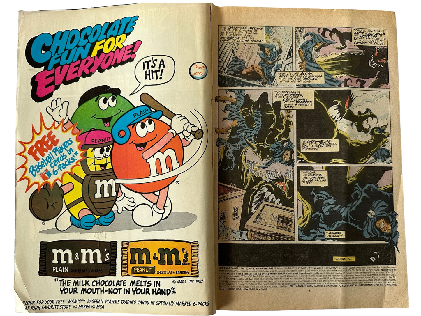 Vintage 1987 Marvels - Strange Tales Comic Issue Number 8 - Featuring Cloak And Dagger & Doctor Strange - Good Condition Vintage Comic