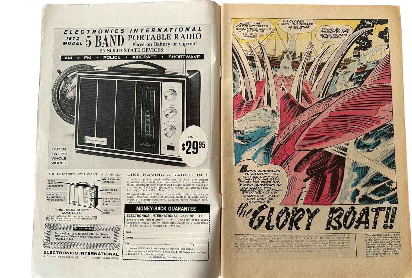 Vintage 1972 DC - Jack Kirbys The New Gods Comic Issue Number 6 - The Glory Boat - Features Orion And Lightray - Former Shop Stock