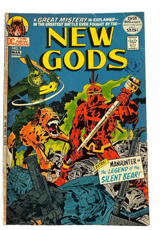 Vintage 1972 DC - Jack Kirbys The New Gods Comic Issue Number 7 - The Pact - Features The First Appearance Of Steppenwolf And The Origin Of Mister Miracle - Former Shop Stock