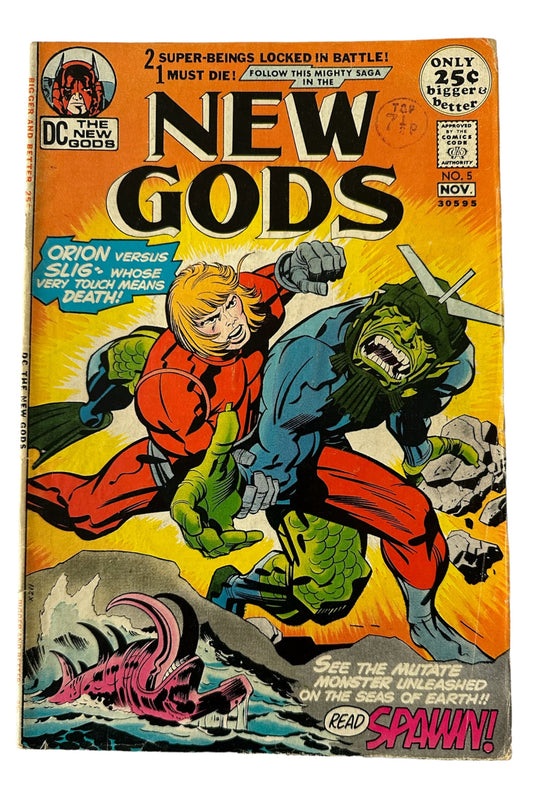 Vintage 1971 DC - Jack Kirbys Fourth World Of The New Gods Comic Issue Number 5 - Orion Versus Slig - Features The First Appearance Of Slig - Former Shop Stock