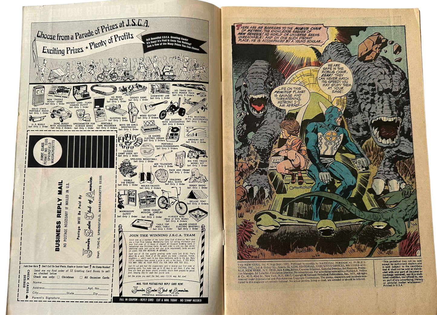 Vintage 1971 DC - Jack Kirbys Fourth World Of The New Gods Comic Issue Number 4 - O'Ryan Gang And The Deep Six - Features The First Appearance Of Esak - Former Shop Stock