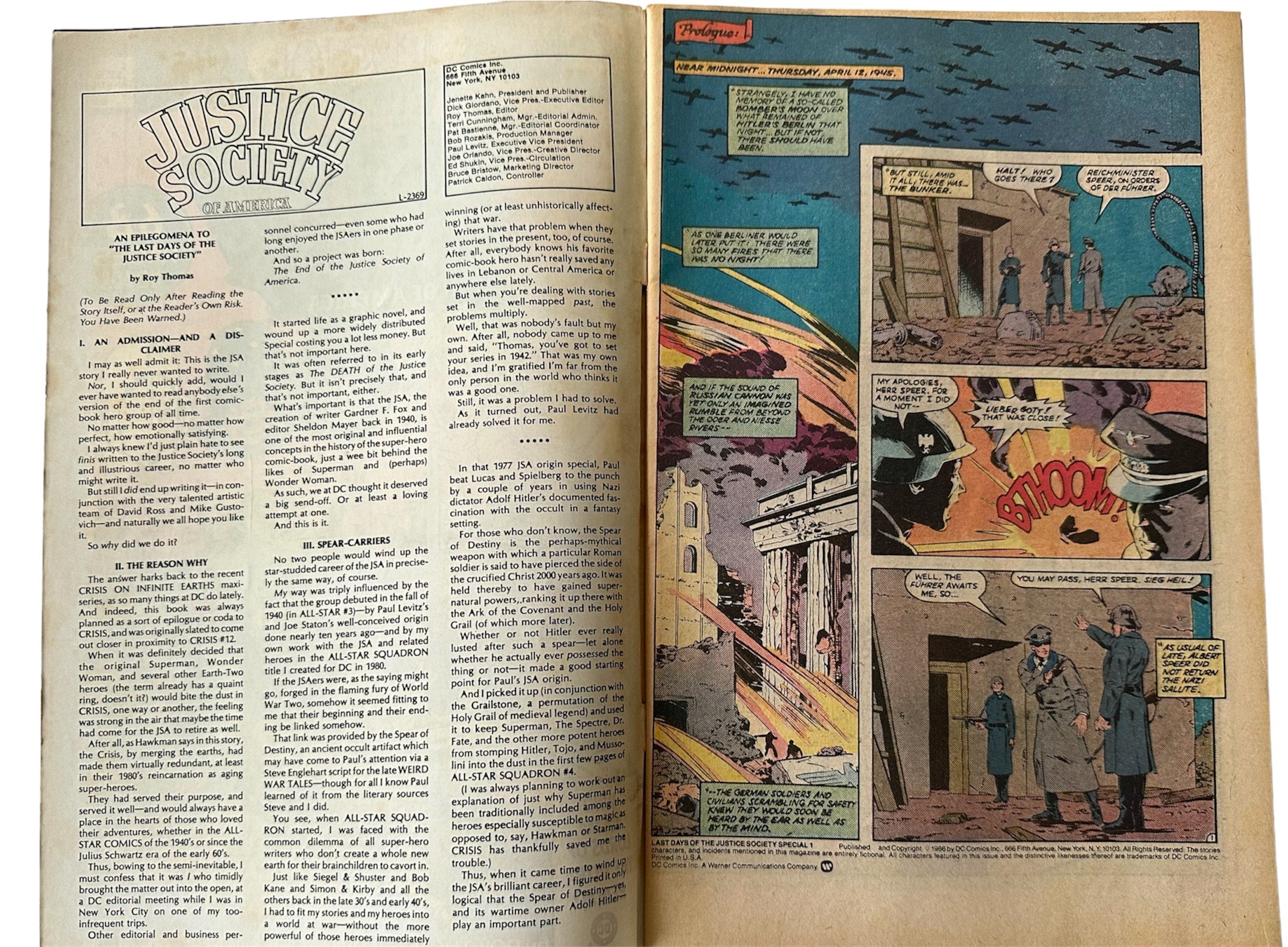Vintage 1986 DC Special - Last Days Of The Justice Society Of