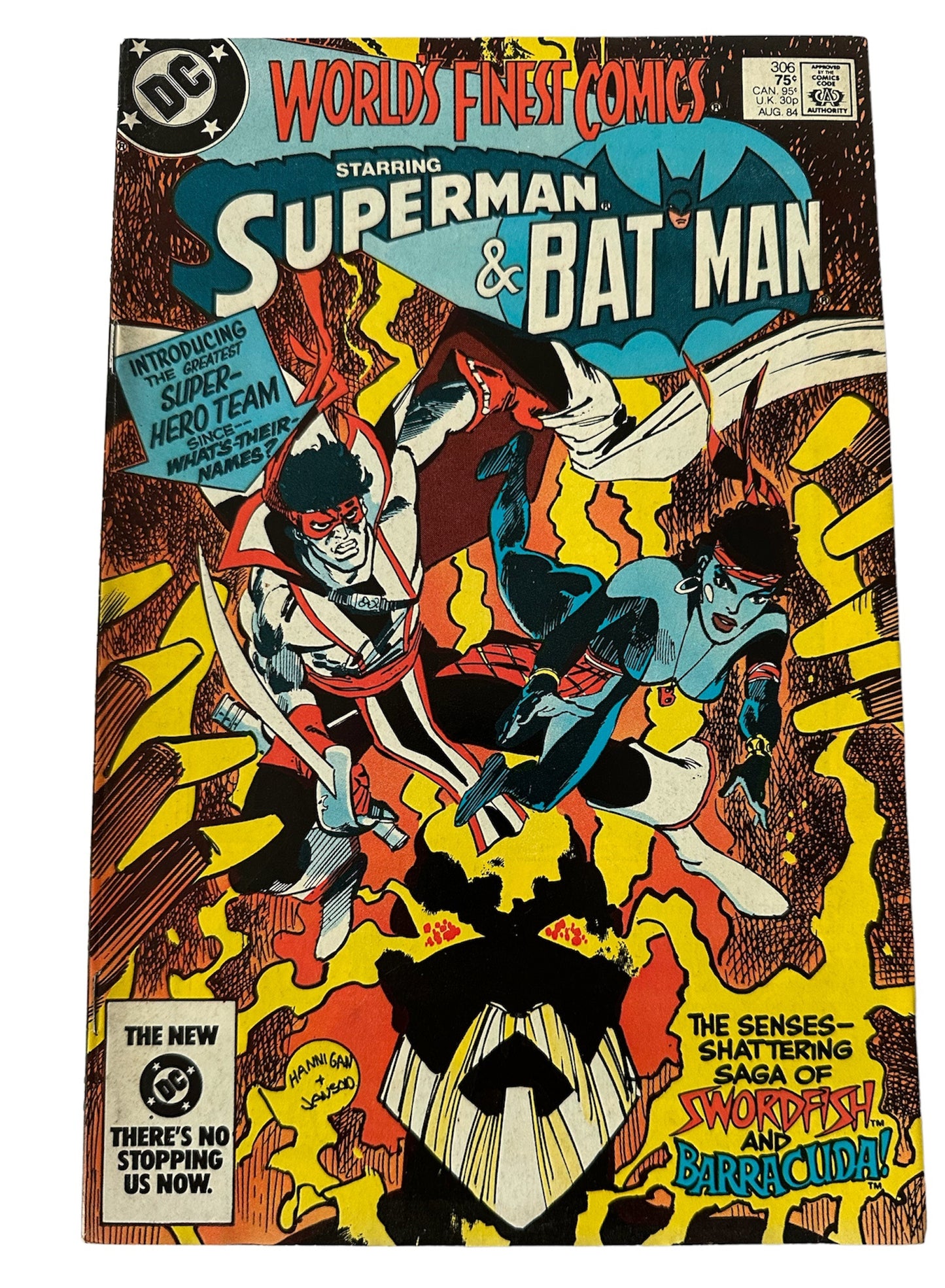 Vintage 1984 DC Worlds Finest Comics Issue Number 306 - Starring Super Man And Bat Man In The Saga Of Swordfish And The Barracuda - Former Shop Stock