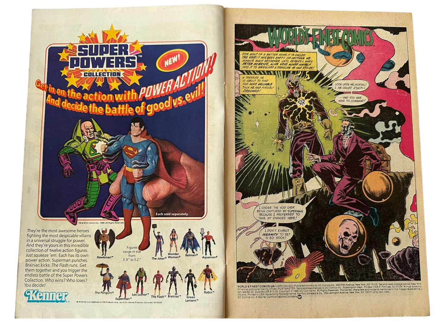 Vintage 1984 DC Worlds Finest Comics Issue Number 306 - Starring Super Man And Bat Man In The Saga Of Swordfish And The Barracuda - Former Shop Stock