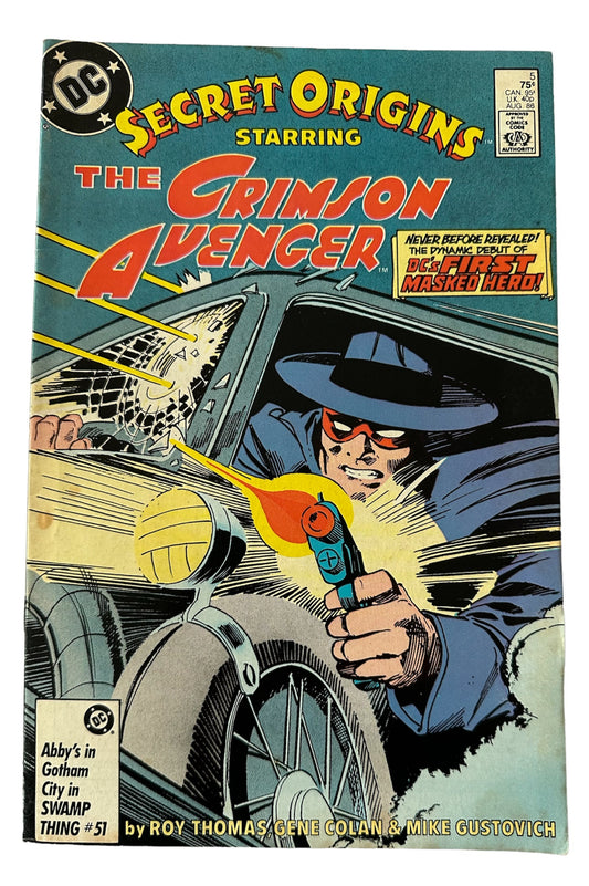 Vintage 1986 DC - Secret Origins Comic Issue Number 5 - Starring The Grimson Avenger - Shop Stock Room Find