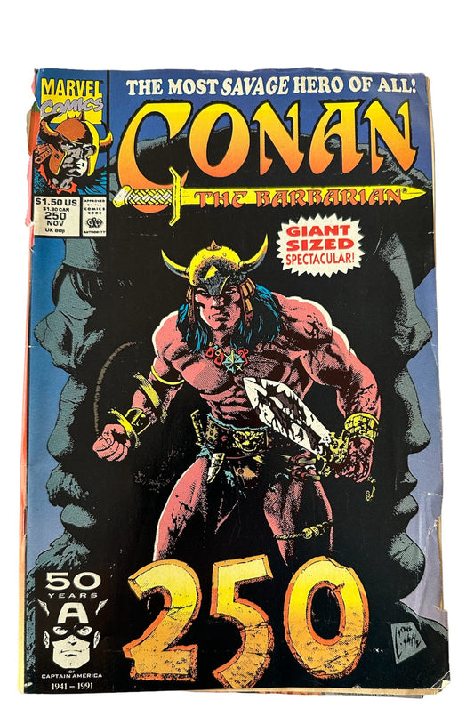 Vintage 1990 Marvels - Conan The Barbarian Comic Issue Number 250 - Chaos Beneath Kutchemes - Good Condition Former Shop Stock (6.0 Grade)
