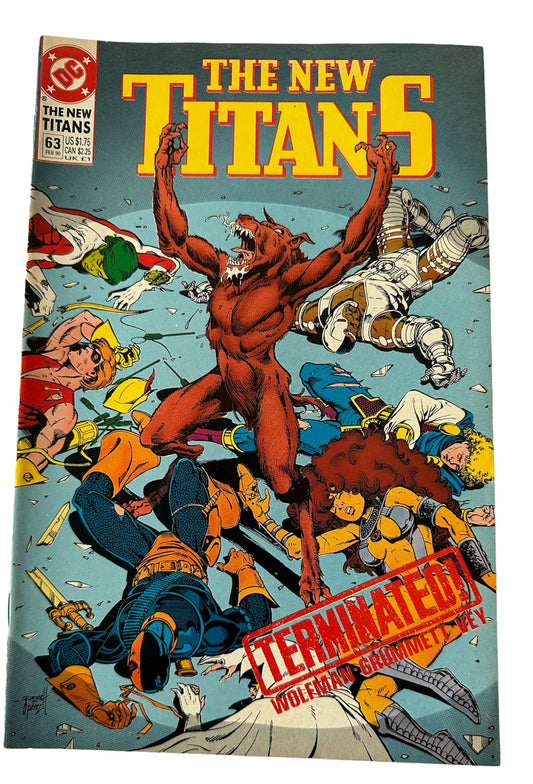 Vintage Feb 1990 DC - The New Titans Comic Issue Number 63 - Into The Darkness - Shop Stock Room Find