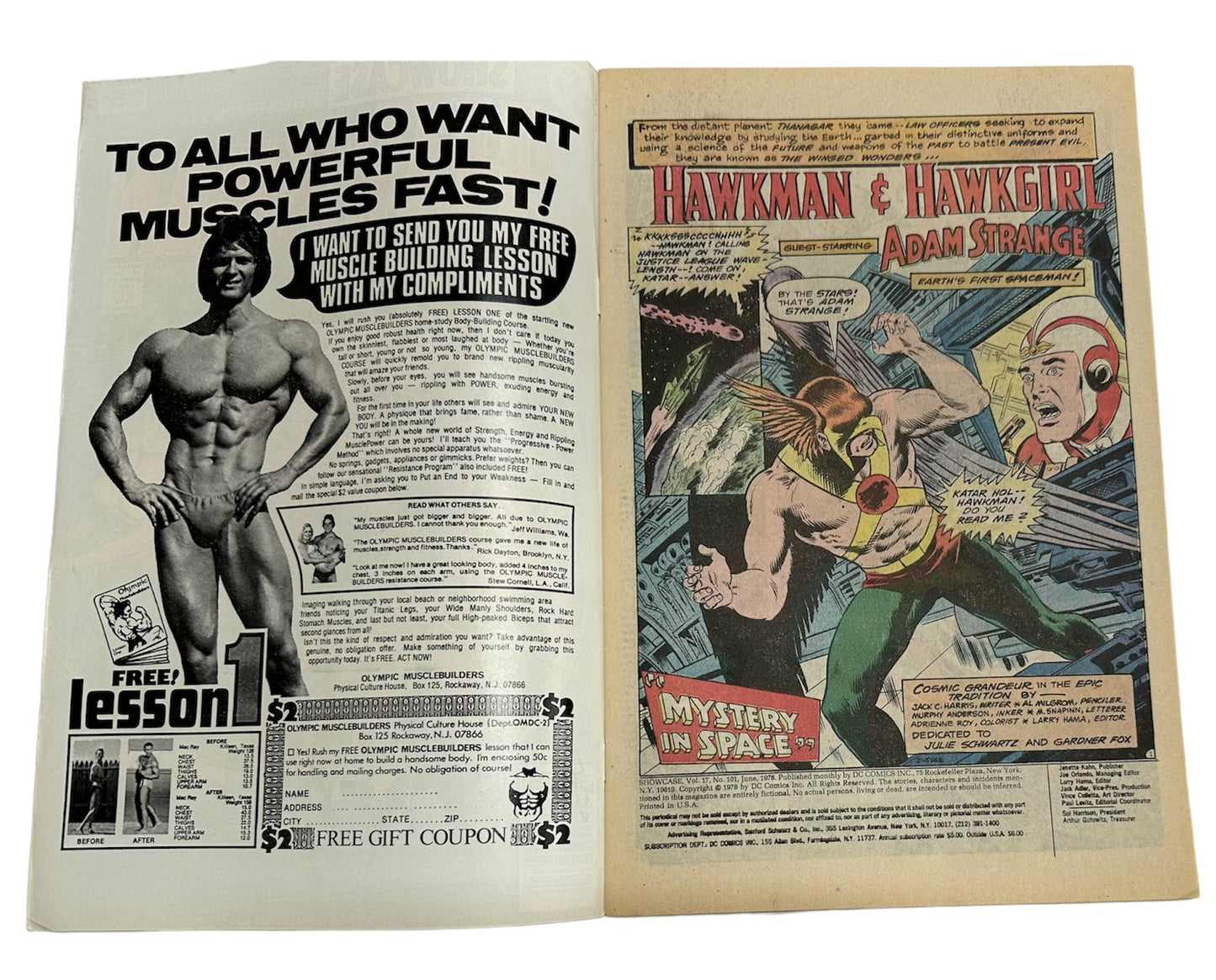 Vintage 1978 DC Showcase Presents Hawkman Comic Issue Number 101 - In Mystery In Space - Former Shop Stock