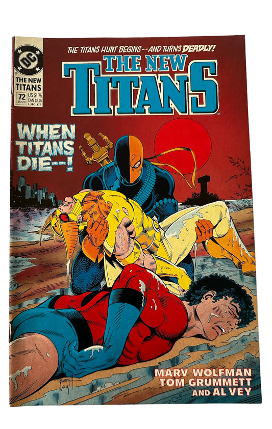 Vintage Jan 1991 DC - The New Titans Comic Issue Number 72 - Death Of A Hero - Shop Stock Room Find