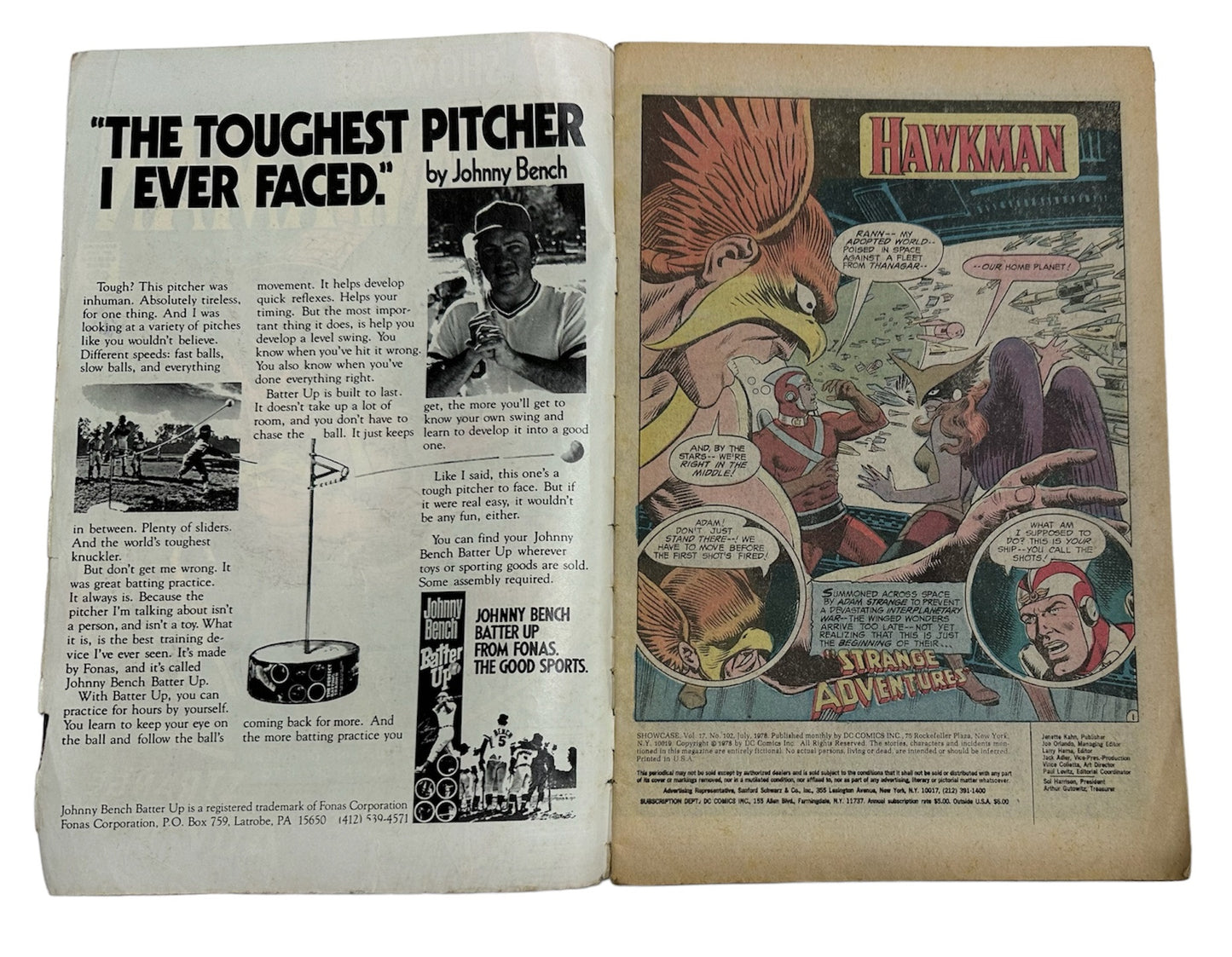 Vintage 1978 DC Showcase Presents Hawkman Comic Issue Number 102 - In Strange Adventures - Good Condition Vintage Comic