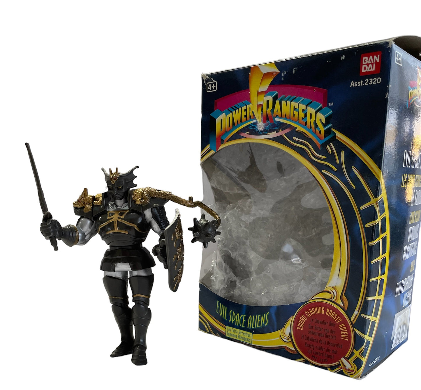 Vintage Bandai 1993 Mighty Morphin Power Rangers Evil Space Aliens - Sword Slashing Knasty Knight Action Figure - Fantastic Condition Very Rare Item In The Original Box