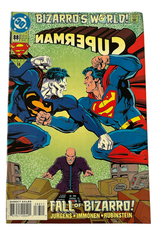 Vintage 1994 DC Superman Bizarros World Comic Issue Number 88 - Featuring Superman And Bizarro- Former Shop Stock