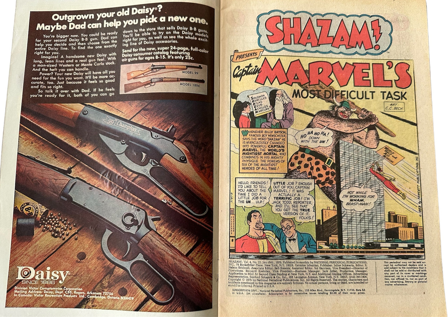 Vintage 1976 DC With One Magic Word... SHAZAM Comic Issue Number 22 - Featuring Captain Marvel And Mary Marvel - Very Good Condition Vintage Comic