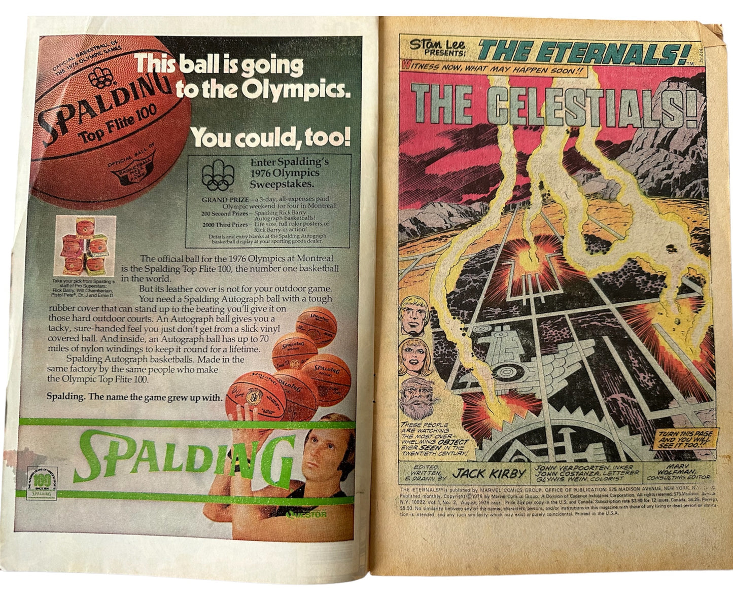 Vintage 1976 Marvels - The Eternals Comic Issue Number 2 - When Gods Walk The Earth - The Coming Of The Celestials - Fantastic Condition Vintage Comic