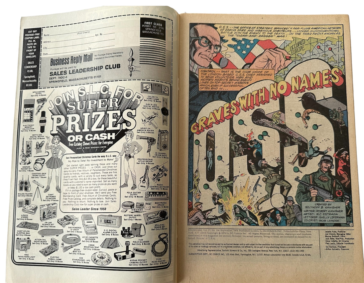 Vintage 1978 DC - Showcase Presents Comic Issue Number 104 - OSS Spies AT War - Former Shop Stock
