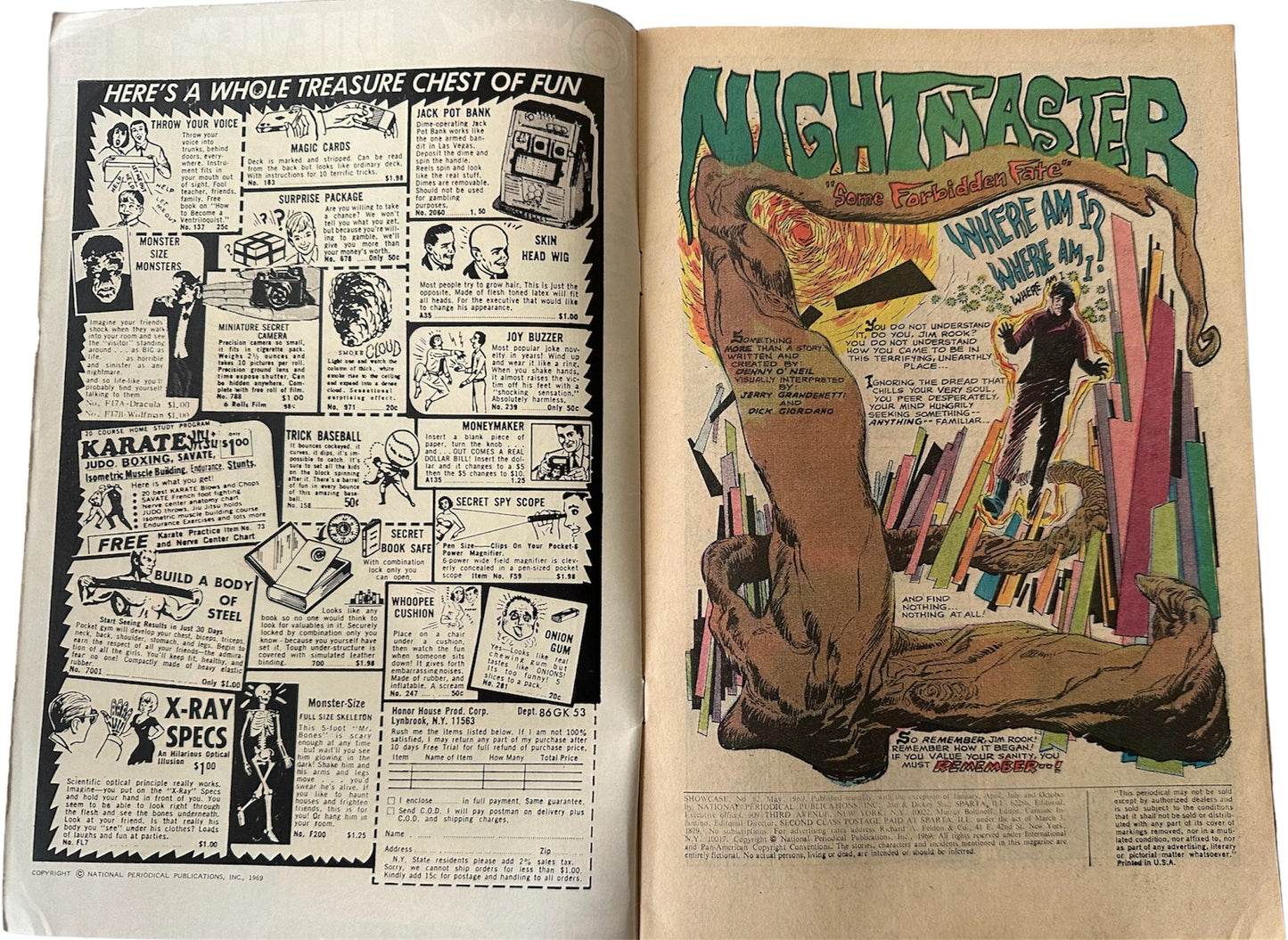 Vintage 1969 DC - Preview Showcase Comic Issue Number 82 - Nightmaster - Former Shop Stock