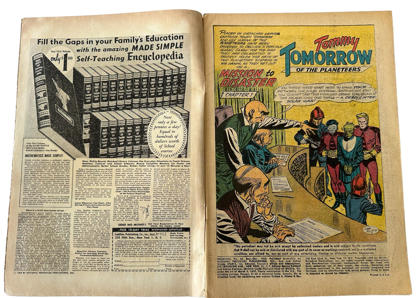 Vintage 1963 DC - Showcase Presents Comic Issue Number 46 - Tommy Tomorrow Of The Planeteers - Good Condition Vintage Comic