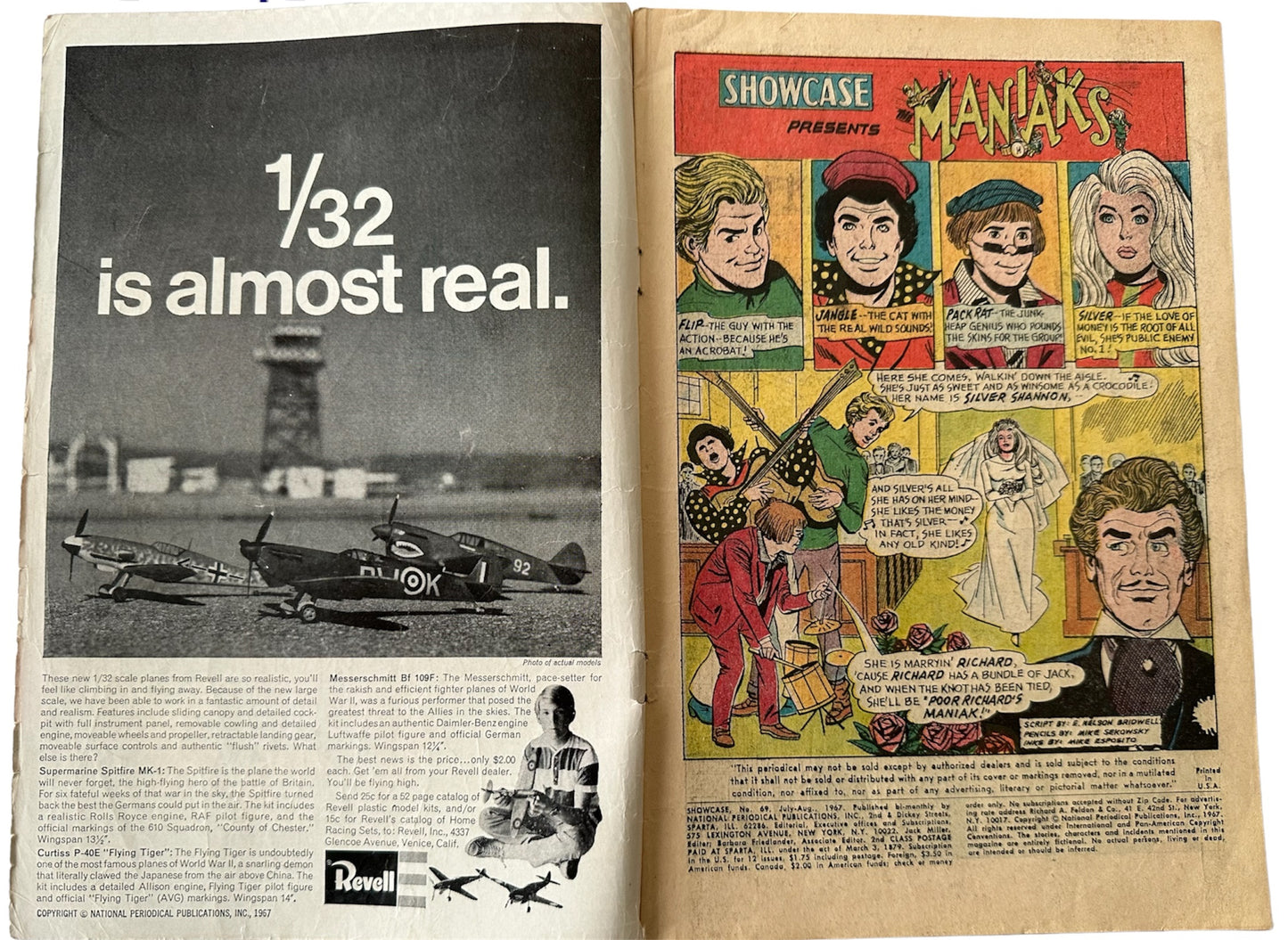 Vintage 1967 DC - Showcase Presents Comic Issue Number 69 - The Maniaks - Good Condition Vintage Comic