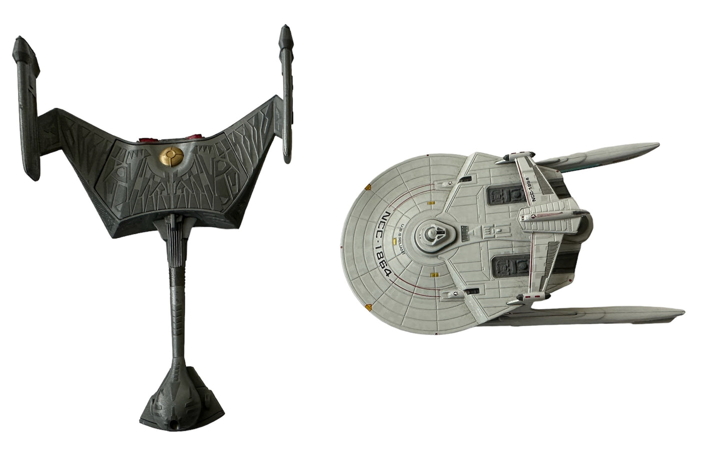 2013 Star Trek The Offical Star Ship Collection - Set Of Two Ships - The Klingon K'Tinga Class Battle Cruiser And The USS Reliant NCC-1864 - By Eaglemoss - Former Shop Counter Display Models