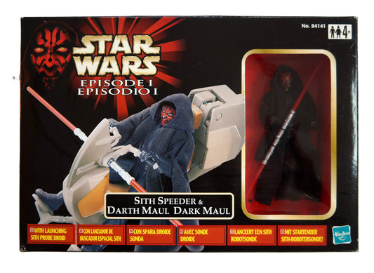 Vintage 1999 Star Wars Episode 1 Sith Speeder And Darth Maul Dark Maul Action Figure - Brand New Factory Sealed Shop Stock Room Find.
