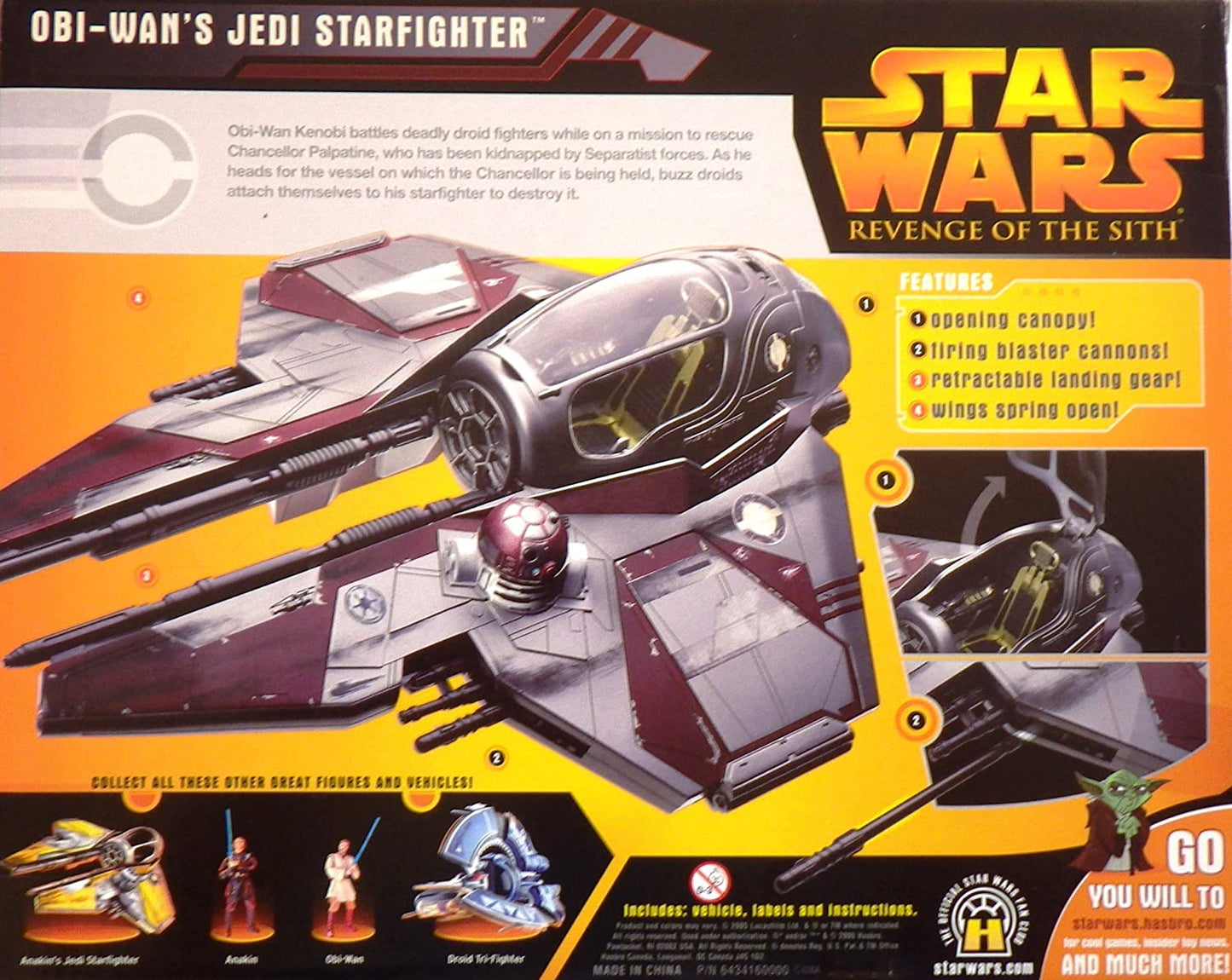 Vintage 2005 Star Wars Revenge Of The Sith Obi-Wans Jedi Starfighter Action Vehicle