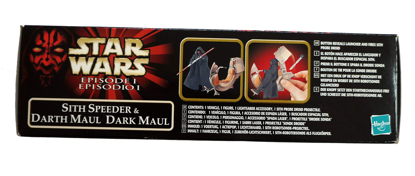 Vintage 1999 Star Wars Episode 1 Sith Speeder And Darth Maul Dark Maul Action Figure - Brand New Factory Sealed Shop Stock Room Find.