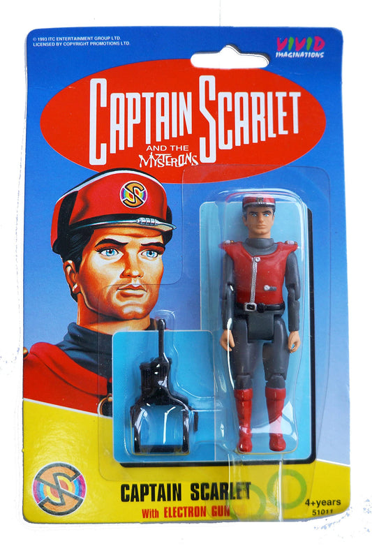 Vintage 1993 Gerry Andersons Captain Scarlet And The Mysterons Vivid Imaginations Captain Scarlet Action Figure - Brand New Factory Sealed Shop Stock Room Find.