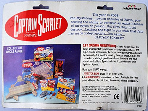 Vintage Vivid 1993 Gerry Andersons Captain Scarlet And The Mysterons Diecast Spectrum Pursuit Vehicle SPV New On Card - Brand New Factory Sealed Shop Stock Room Find