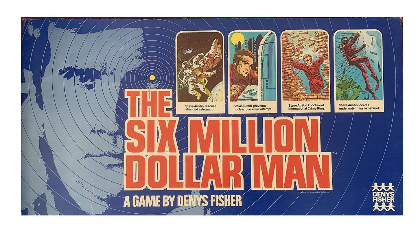 Vintage Denys Fishers 1975 The Six Million Dollar Man Board Game - Unsold Shop Stock Room Find