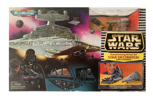 Vintage Ultra Rare Galoob 1998 Star Wars Micro Star Destroyer / Space Fortress Action Play Set - Brand New Factory Sealed Shop Stock Room Find