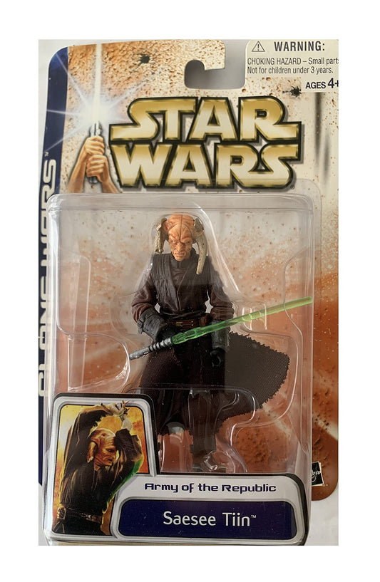 Vintage 2003 Star Wars The Clone Wars Saesee Tiin Jedi Master Action Figure - Brand New Factory Sealed Shop Stock Room Find