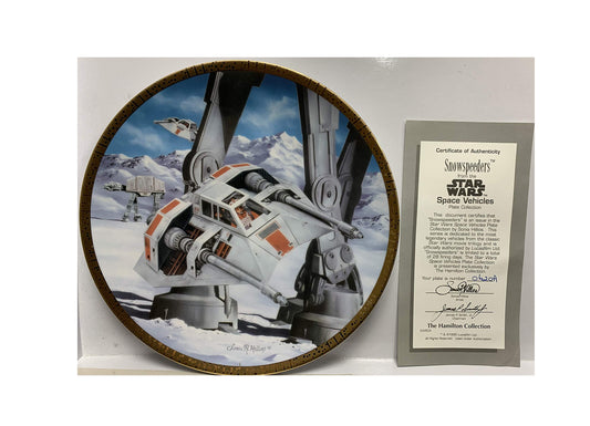 Vintage Hamilton 1997 Star Wars Series Space Vehicles Plate Collection - The Snowspeeder - Limited Edition Collectors Plate - Brand New Shop Stock Room Find.