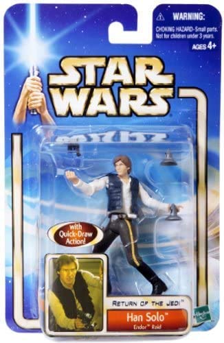 Vintage 2002 Star Wars The Return Of The Jedi Han Solo Endor Raid Action Figure With Quick Draw Action - Brand New Factory Sealed Shop Stock Room Find