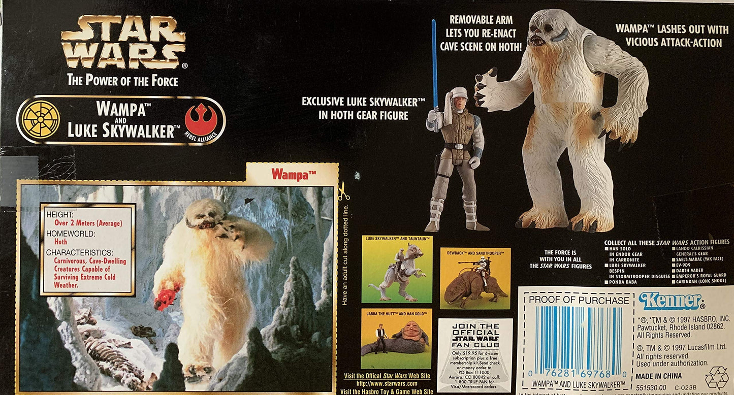 Vintage Star Wars Vintage 1997 The Power Of The Force Wampa And Luke Skywalker In Hoth Gear Action Figure - Brand New Factory Sealed Shop Stock Room Find