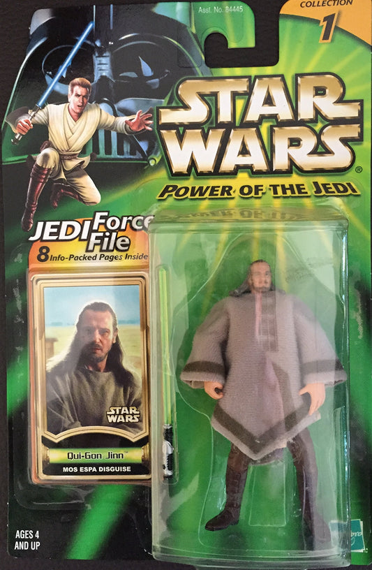 Vintage Star Wars The Power Of The Jedi Qui-Gon Jinn Mos Espa Disguise Action Figure With Lightsaber - Brand New Factory Sealed Shop Stock Room Find