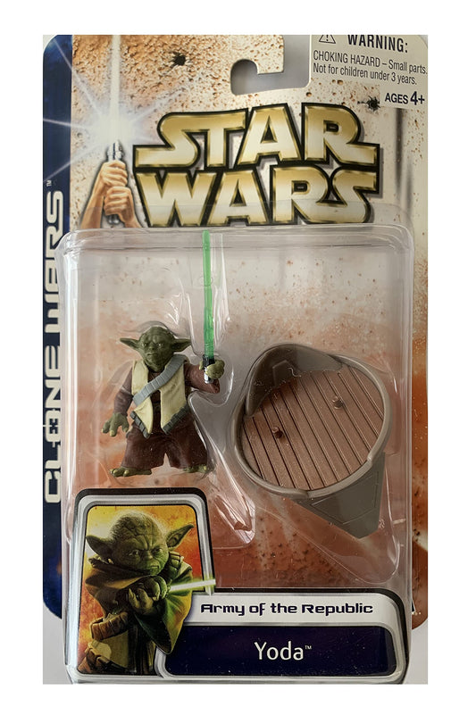 Vintage 2003 Star Wars The Clone Wars Jedi Master Yoda Action Figure - Brand New Factory Sealed Shop Stock Room Find
