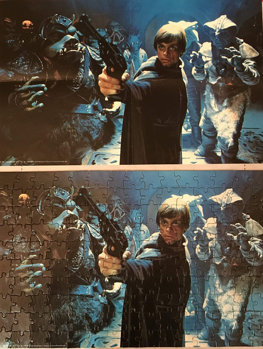 Vintage Star Wars Return Of The Jedi 150 Piece Fully Interlocking Jigsaw Puzzle from 1983 and includes the free poster