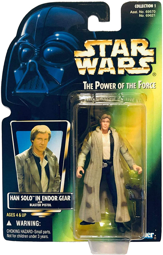 Vintage 1996 Star Wars The Power Of The Force Han Solo In Endor Gear Action Figure - Brand New Factory Sealed Shop Stock Room Find