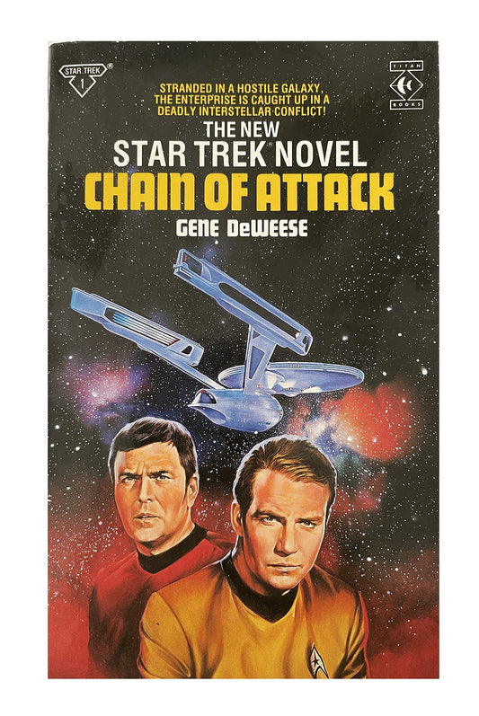 Vintage 1987 The New Star Trek Novel - Chain Of Attack - Paperback Book - By Gene DeWeese - Shop Stock Room Find