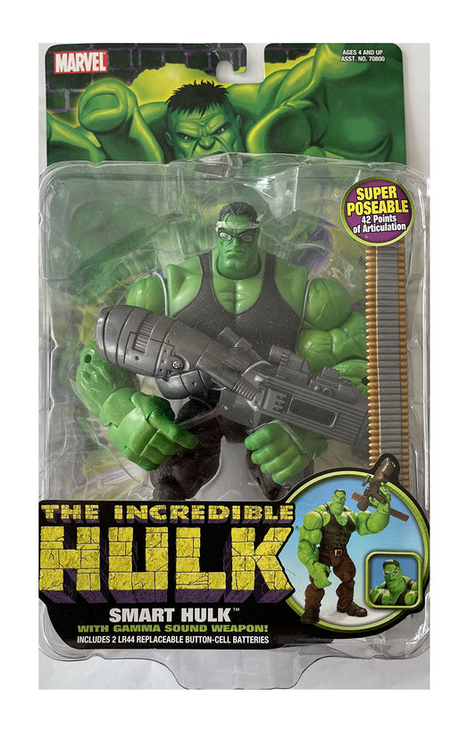 Vintage 2004 Marvel The Incredible Hulk - Smart Hulk Highly Detailed Poseable Action Figure - Brand New Factory Sealed Shop Stock Room Find