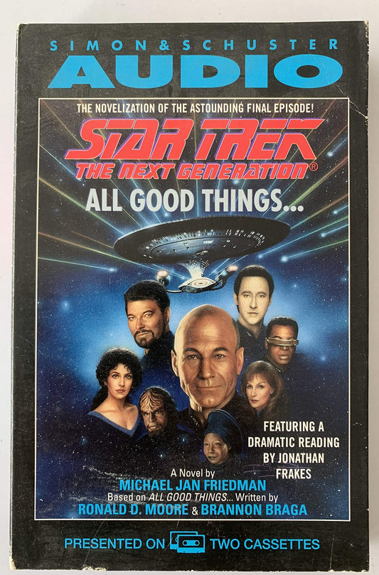 Vintage 1994 Star Trek The Next Generation All Good Things Simon & Schuster Double Audio Cassette Read By Jonathan Frakes AKA Will Riker - Fantastic Condition In The Original Box